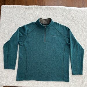 Eddie Bauer Men's Long Sleeved 1/4 Zip Fleece Pullover. Size 2XL. Teal Color.
